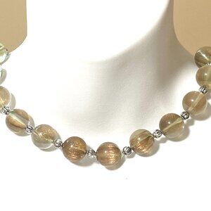 Large Golden Lampwork Short Necklace, Classic Beaded Choker